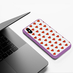 Чехол iPhone XS Max матовый Разбитые сердца на белом фоне, цвет: 3D-фиолетовый — фото 2