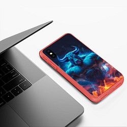Чехол iPhone XS Max матовый Накаченный бык, цвет: 3D-красный — фото 2