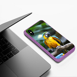 Чехол iPhone XS Max матовый Красавец попугай, цвет: 3D-фиолетовый — фото 2