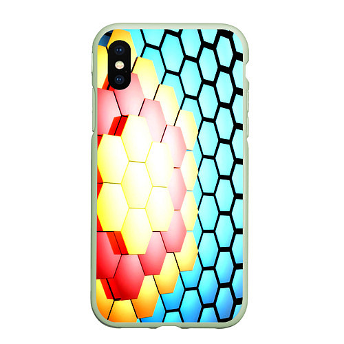 Чехол iPhone XS Max матовый Shape abstract color / 3D-Салатовый – фото 1