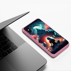 Чехол iPhone XS Max матовый Медитирующая девушка, цвет: 3D-малиновый — фото 2