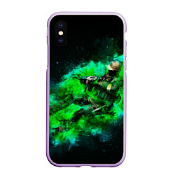 Чехол iPhone XS Max матовый Контр-террорист в тумане, цвет: 3D-сиреневый