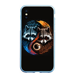 Чехол iPhone XS Max матовый Инь-янь еноты, цвет: 3D-голубой
