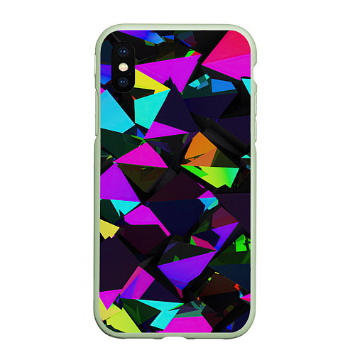 Чехол iPhone XS Max матовый Shapes triangle geometry / 3D-Салатовый – фото 1