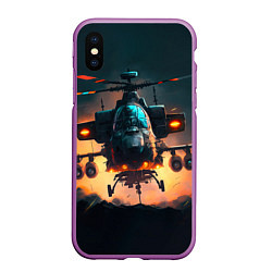 Чехол iPhone XS Max матовый Вертолет Ка 2 - AI, цвет: 3D-фиолетовый