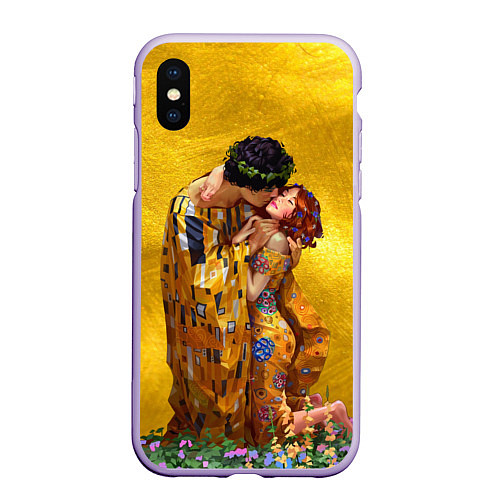 Чехол iPhone XS Max матовый Густав Климт Поцелуй / 3D-Светло-сиреневый – фото 1