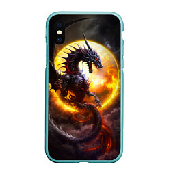 Чехол iPhone XS Max матовый Звездный дракон, цвет: 3D-мятный