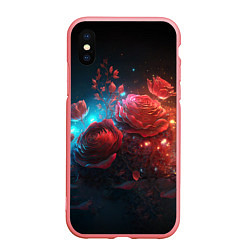 Чехол iPhone XS Max матовый Алые розы в ночном лесу, цвет: 3D-баблгам