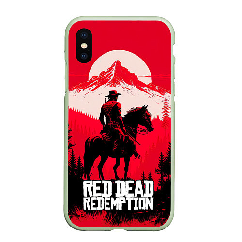 Чехол iPhone XS Max матовый Red Dead Redemption, mountain / 3D-Салатовый – фото 1