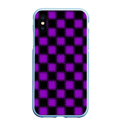 Чехол iPhone XS Max матовый Фиолетовый черный узор Шахматка