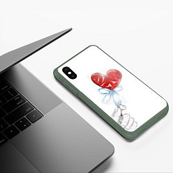 Чехол iPhone XS Max матовый Леденец сердечко, цвет: 3D-темно-зеленый — фото 2