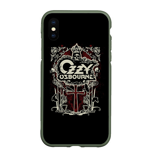 Чехол iPhone XS Max матовый Ozzy Osbourne logo / 3D-Темно-зеленый – фото 1