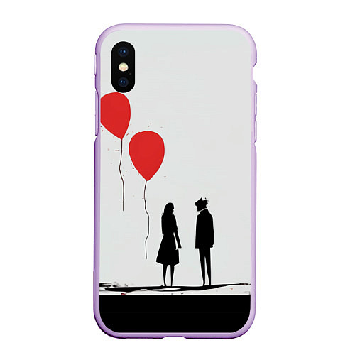 Чехол iPhone XS Max матовый Минималистичный День влюблённых / 3D-Сиреневый – фото 1