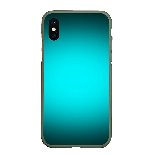 Чехол iPhone XS Max матовый Неоновый синий градиент / 3D-Темно-зеленый – фото 1