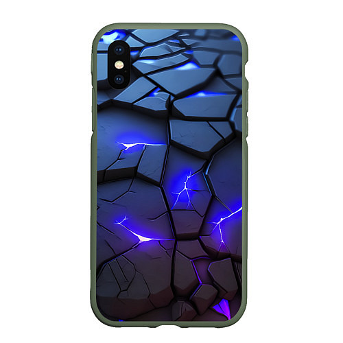 Чехол iPhone XS Max матовый Светящаяся синяя лава / 3D-Темно-зеленый – фото 1