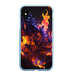 Чехол iPhone XS Max матовый Текстура огня, цвет: 3D-голубой
