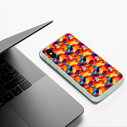 Чехол iPhone XS Max матовый Абстрактный узор из разноцветных окружностей, цвет: 3D-салатовый — фото 2