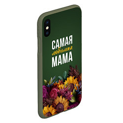 Чехол iPhone XS Max матовый Самая любимая мама цветы, цвет: 3D-темно-зеленый — фото 2