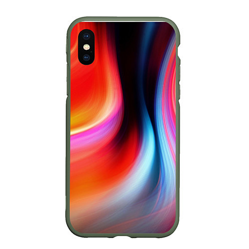 Чехол iPhone XS Max матовый Радужные волны / 3D-Темно-зеленый – фото 1