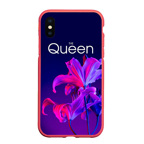 Чехол iPhone XS Max матовый The Queen Королева и цветы / 3D-Красный – фото 1