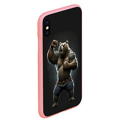 Чехол iPhone XS Max матовый Медведь показывает свою силу, цвет: 3D-баблгам — фото 2