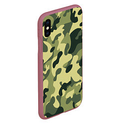 Чехол iPhone XS Max матовый Лесной камуфляж, цвет: 3D-малиновый — фото 2