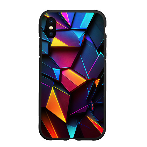 Чехол iPhone XS Max матовый Неоновые абстрактные плиты / 3D-Черный – фото 1