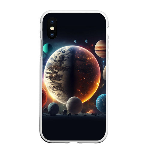 Чехол iPhone XS Max матовый Ппланеты и космос от нейросети / 3D-Белый – фото 1