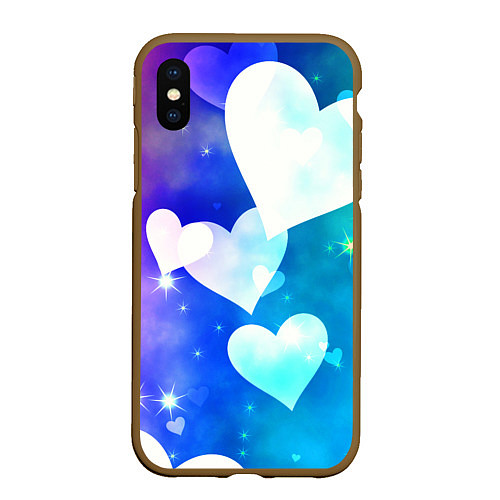 Чехол iPhone XS Max матовый Dreamy Hearts Multicolor / 3D-Коричневый – фото 1