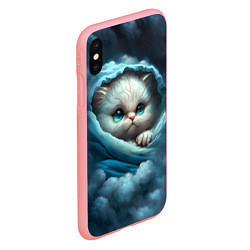 Чехол iPhone XS Max матовый Котик в одеяльце в облаках, цвет: 3D-баблгам — фото 2