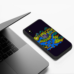 Чехол iPhone XS Max матовый Пиксельный остров и замок, цвет: 3D-черный — фото 2