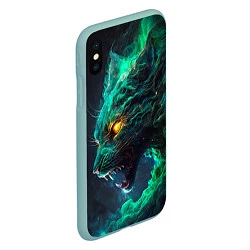 Чехол iPhone XS Max матовый Звездный зеленый кот, цвет: 3D-мятный — фото 2