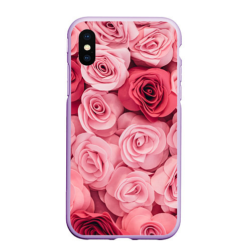 Чехол iPhone XS Max матовый Чайная пыльная роза - нежно розовый цветок / 3D-Сиреневый – фото 1