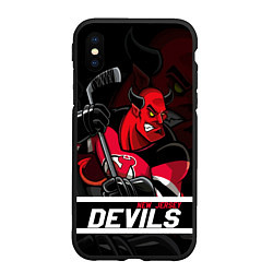 Чехол iPhone XS Max матовый New Jersey Devils маскот, цвет: 3D-черный