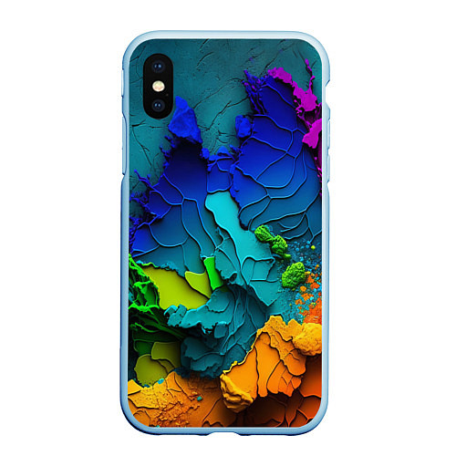 Чехол iPhone XS Max матовый Взрыв красок / 3D-Голубой – фото 1