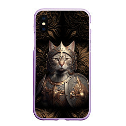 Чехол iPhone XS Max матовый Кот в доспехах, цвет: 3D-сиреневый