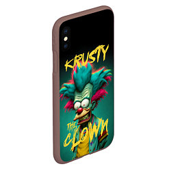 Чехол iPhone XS Max матовый Клоун Красти из Симпсонов, цвет: 3D-коричневый — фото 2