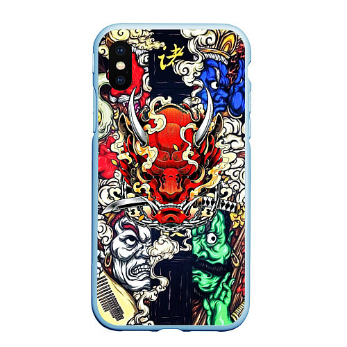 Чехол iPhone XS Max матовый Irazumi devil / 3D-Голубой – фото 1