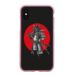 Чехол iPhone XS Max матовый Японский воин-самурай, цвет: 3D-розовый
