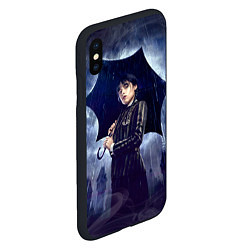Чехол iPhone XS Max матовый Уэнсдей Аддамс с зонтом, цвет: 3D-черный — фото 2