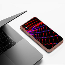 Чехол iPhone XS Max матовый Geometry neon texture, цвет: 3D-коричневый — фото 2