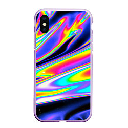 Чехол iPhone XS Max матовый Жидкость радужные разводы, цвет: 3D-сиреневый