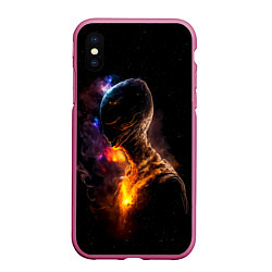Чехол iPhone XS Max матовый Инопланетянин в космическом пространстве, цвет: 3D-малиновый