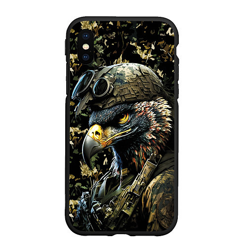 Чехол iPhone XS Max матовый Орел солдат / 3D-Черный – фото 1
