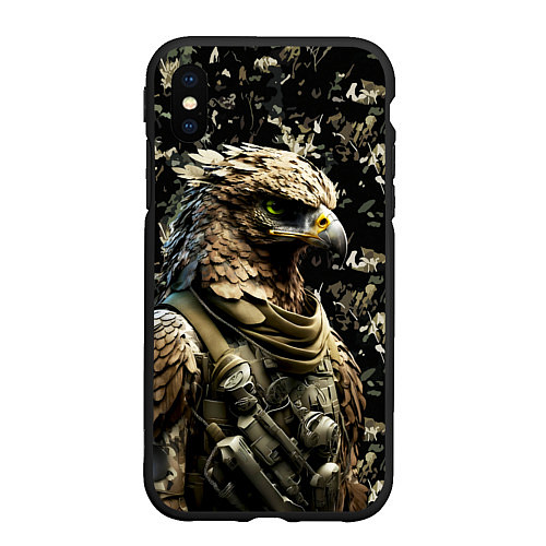 Чехол iPhone XS Max матовый Орел солдат спецназа / 3D-Черный – фото 1