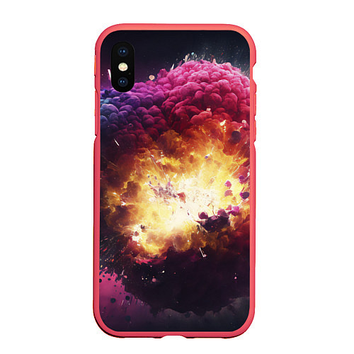 Чехол iPhone XS Max матовый Теория взрыва / 3D-Красный – фото 1