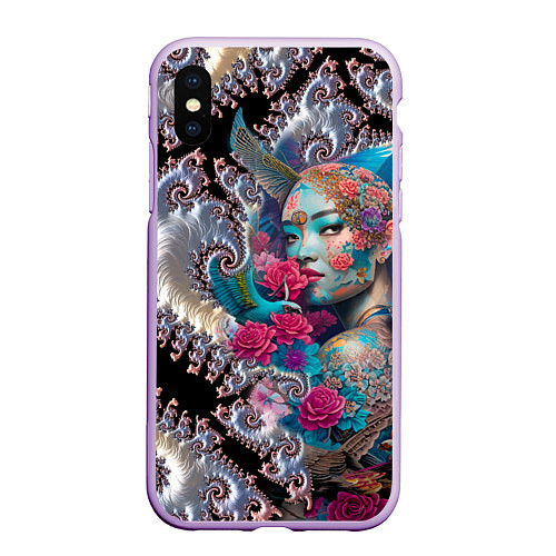 Чехол iPhone XS Max матовый Japanese beauty - irezumi / 3D-Сиреневый – фото 1