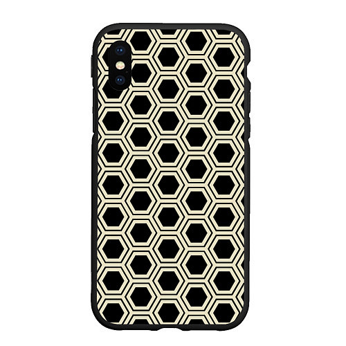 Чехол iPhone XS Max матовый Шестиугольная сота / 3D-Черный – фото 1