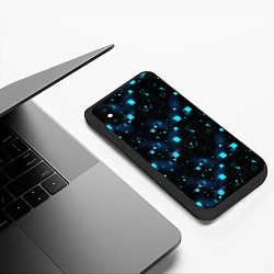 Чехол iPhone XS Max матовый Светящиеся неоновые квадраты, цвет: 3D-черный — фото 2