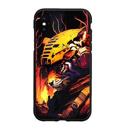 Чехол iPhone XS Max матовый Тигр воин в огне